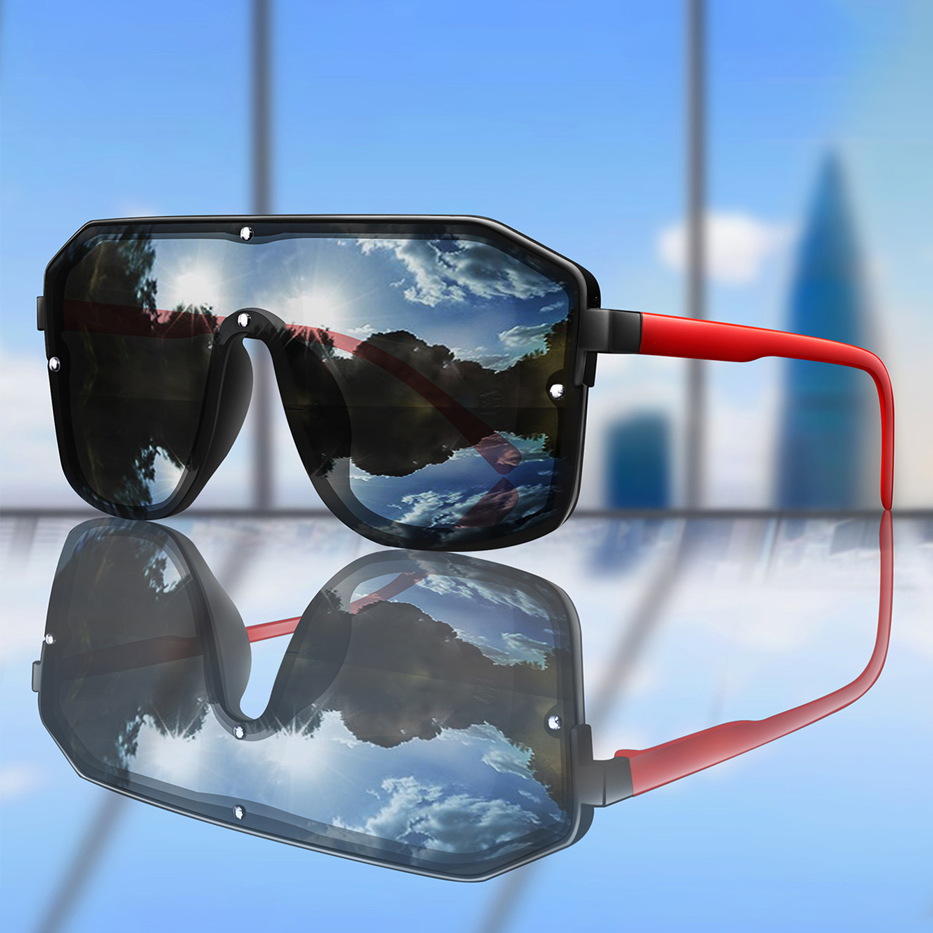 Cycle Zone - Lunettes de soleil carrées à grande